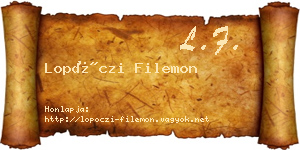 Lopóczi Filemon névjegykártya